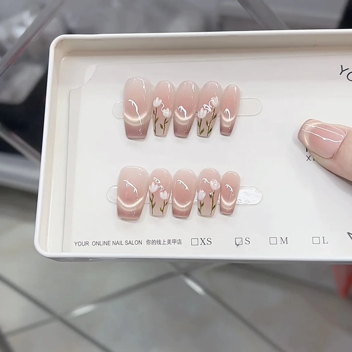 10pcs/set Handmade Dreamy Blue Press-On Nails