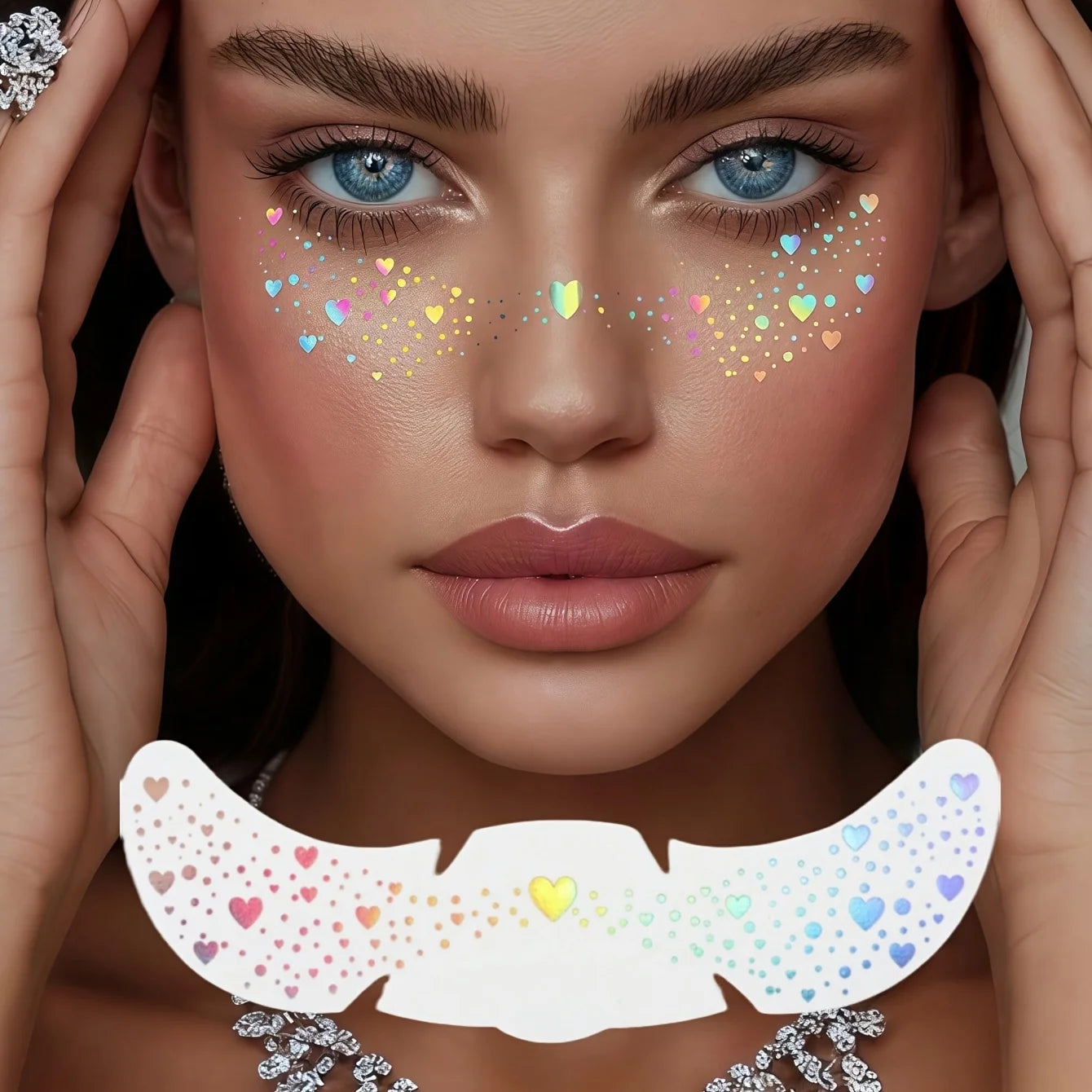 Holographic Glitter Freckle Face Stickers – 6 Sheets