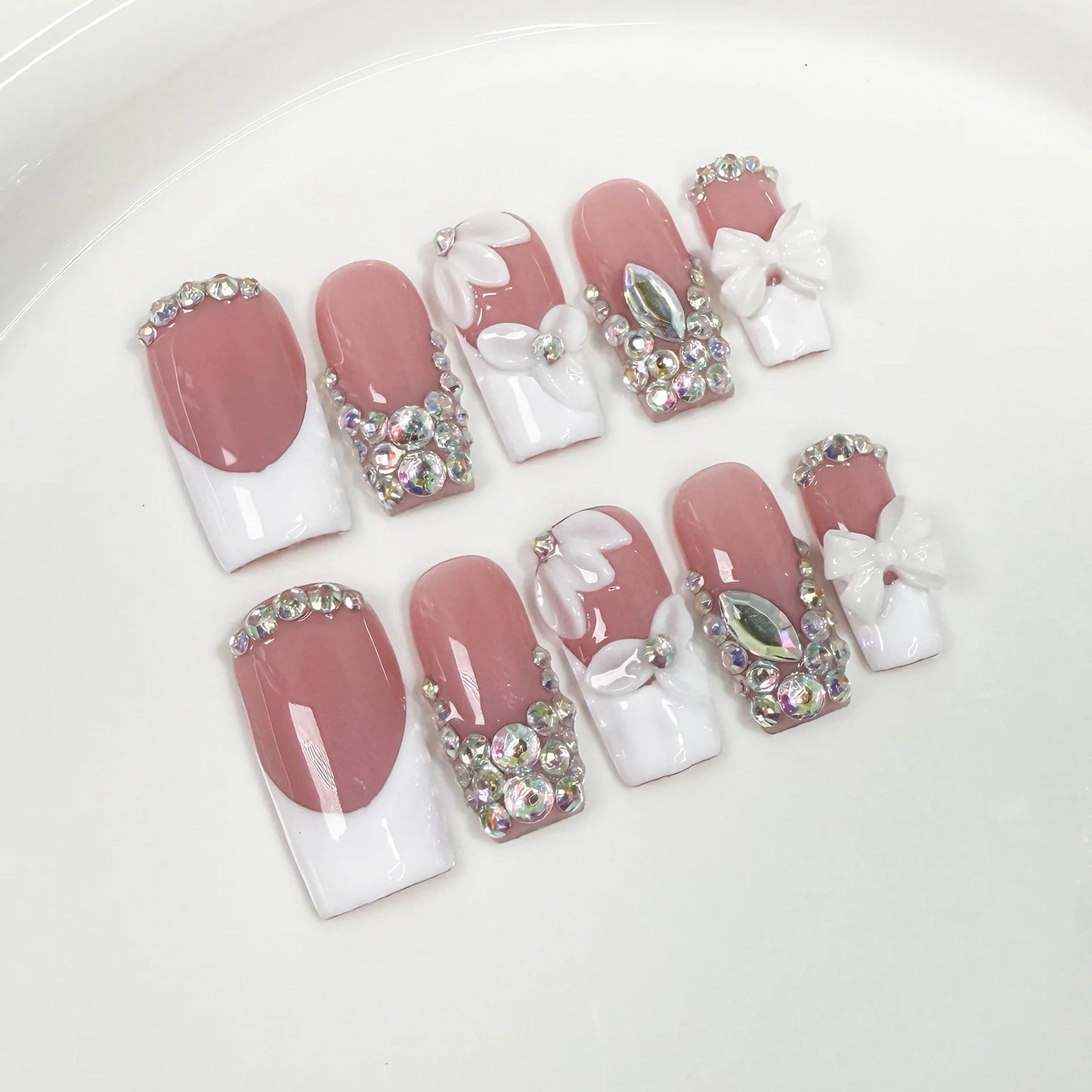 10pcs Mid-length Square Handmade Fake Nails