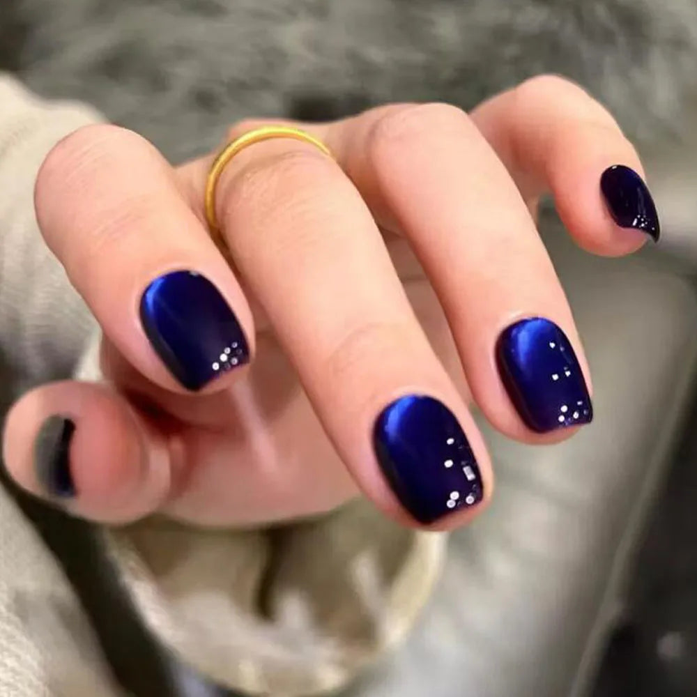 30Pcs Blue Cat eye Wearable Press on Nails