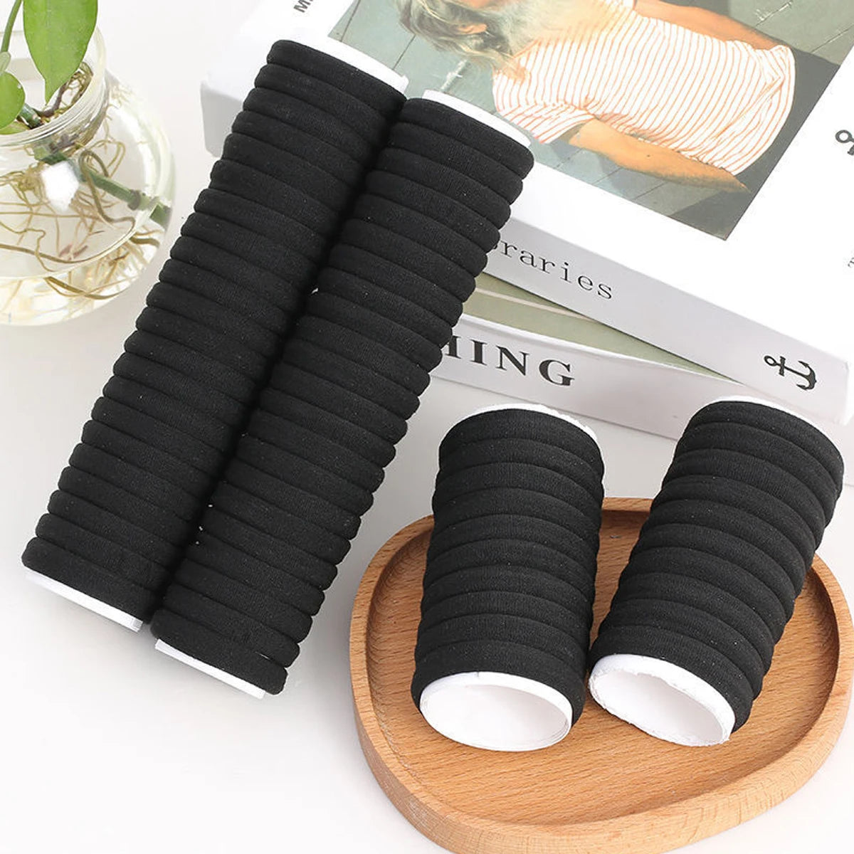 50/100 pieces of black and white hair bands, women's hair accessories