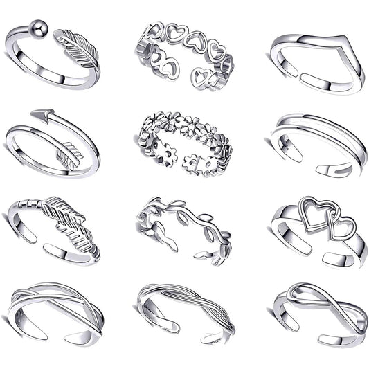 10/12Pcs Toe Rings for Women