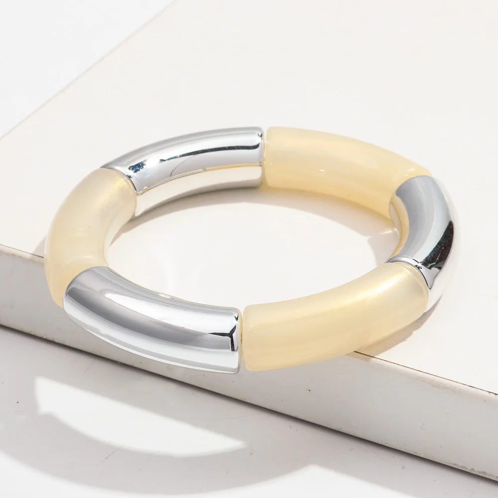 Bohemia Gold Silver Color Acrylic Chunky Bamboo
