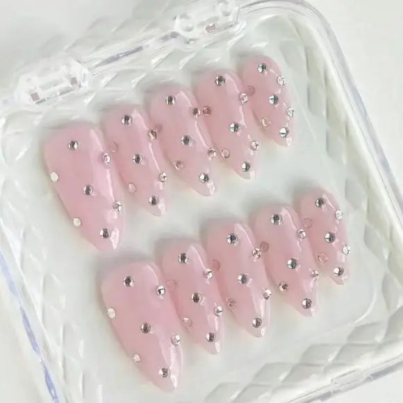 10pcs Long Almond Handmade Press-On Nails