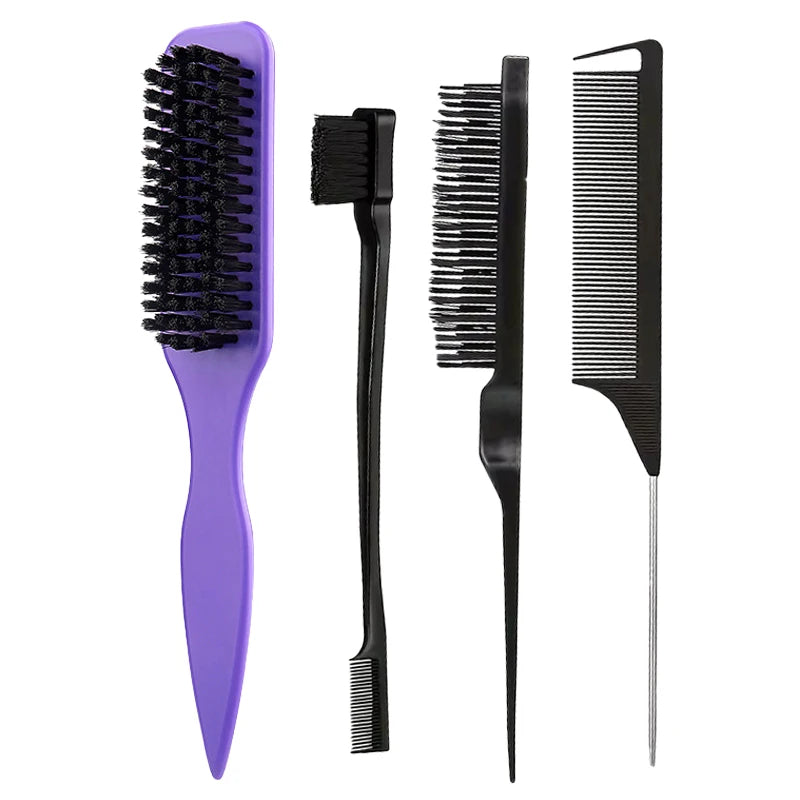 Bristle Slick Back Hair Brush for Sleek Ponytail Bun & Smoothing