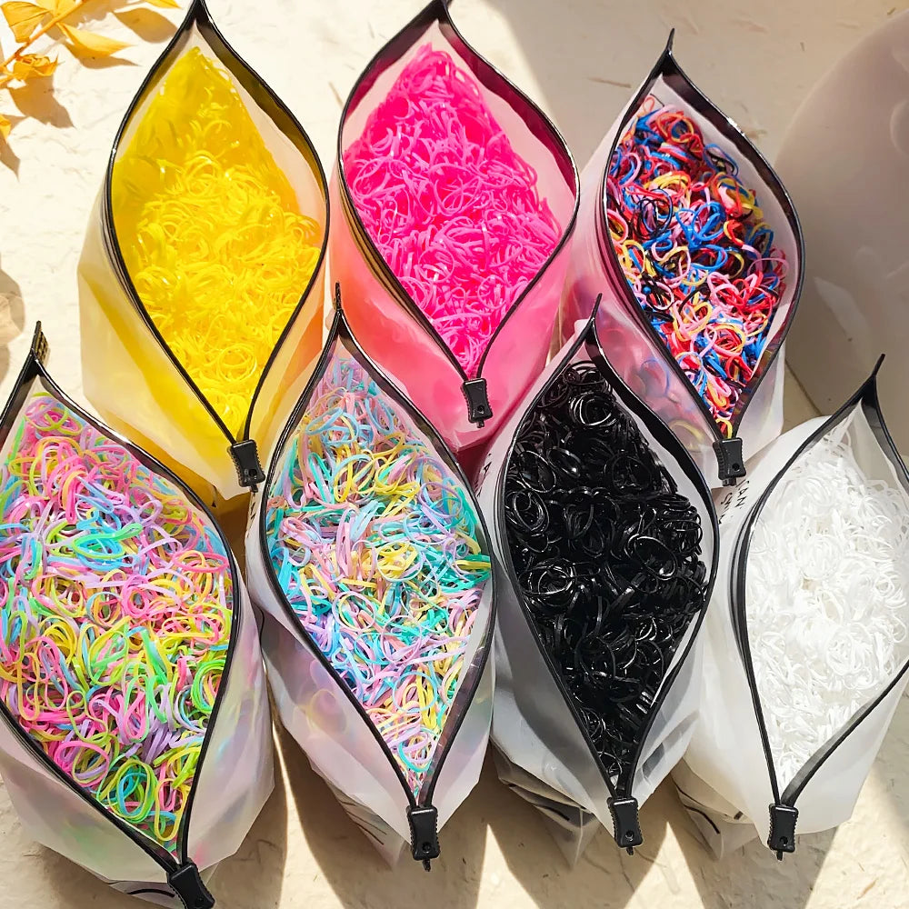 Girls Colourful Rubber Hair Bands in bulk packs of 500 1000 and 2000 pieces