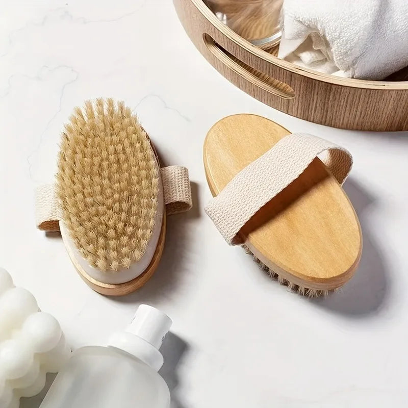 Natural Bristle Body Spa Brush – Dry Brushing, Exfoliation & Glowing Skin