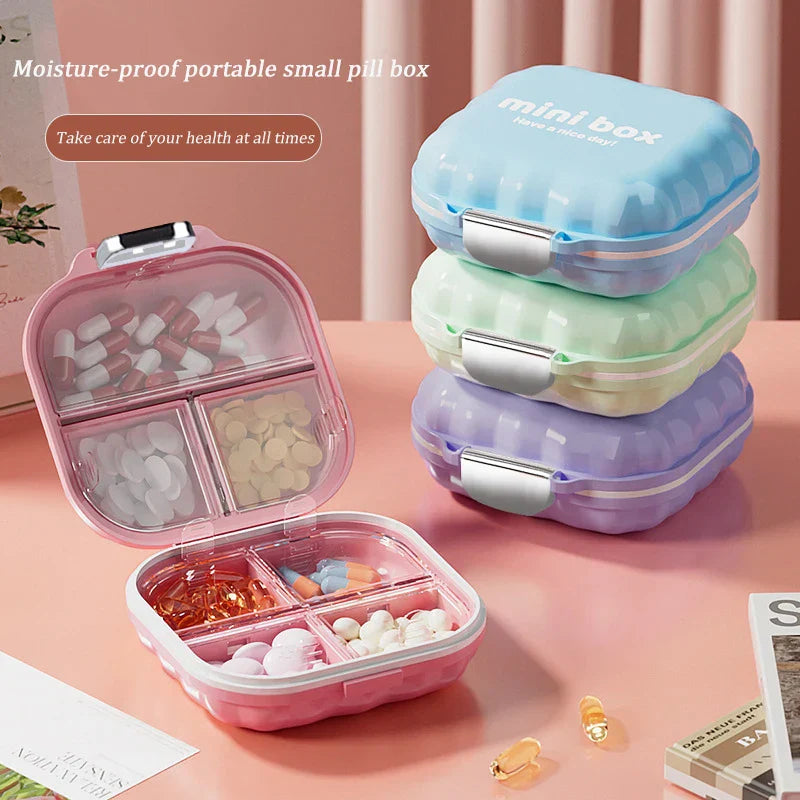 Mini Medicine Box pill organiser in Pink Purple Green and Blue