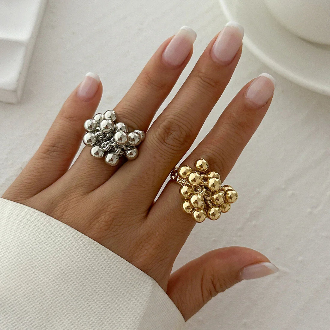 IngeSight.Z Creative Design CCB Small Ball Ring in Silver and Gold