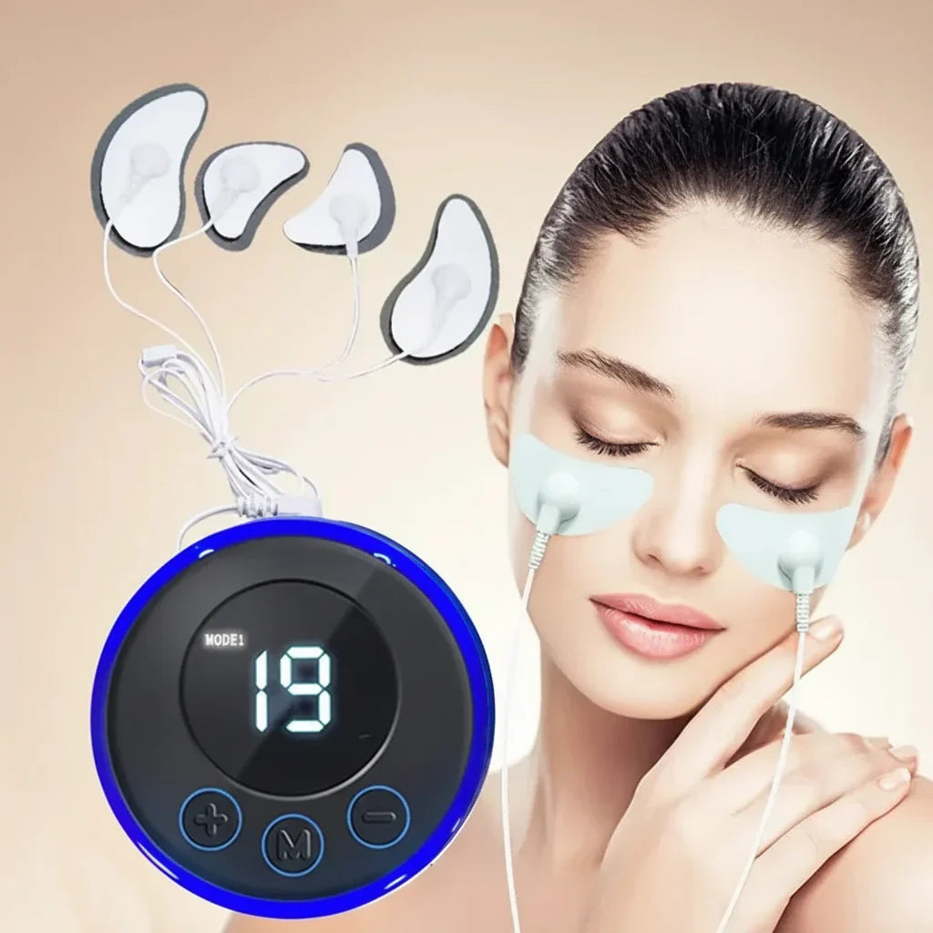 Electric EMS Eye Beauty Massager in White for facial lifting and dark circle reduction