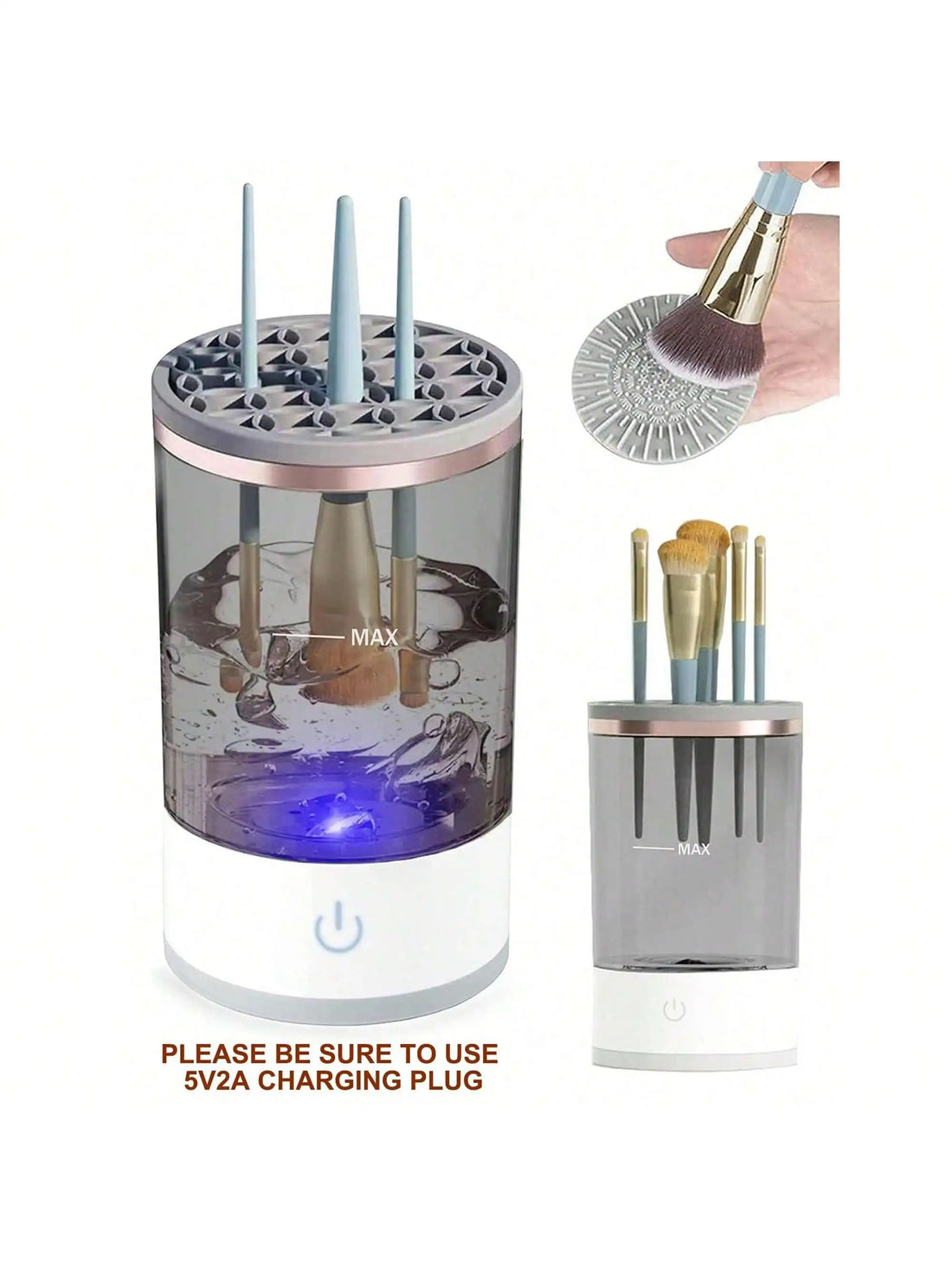 USB Plug Portable Electric Makeup Brush Cleaner with rubber bowl
