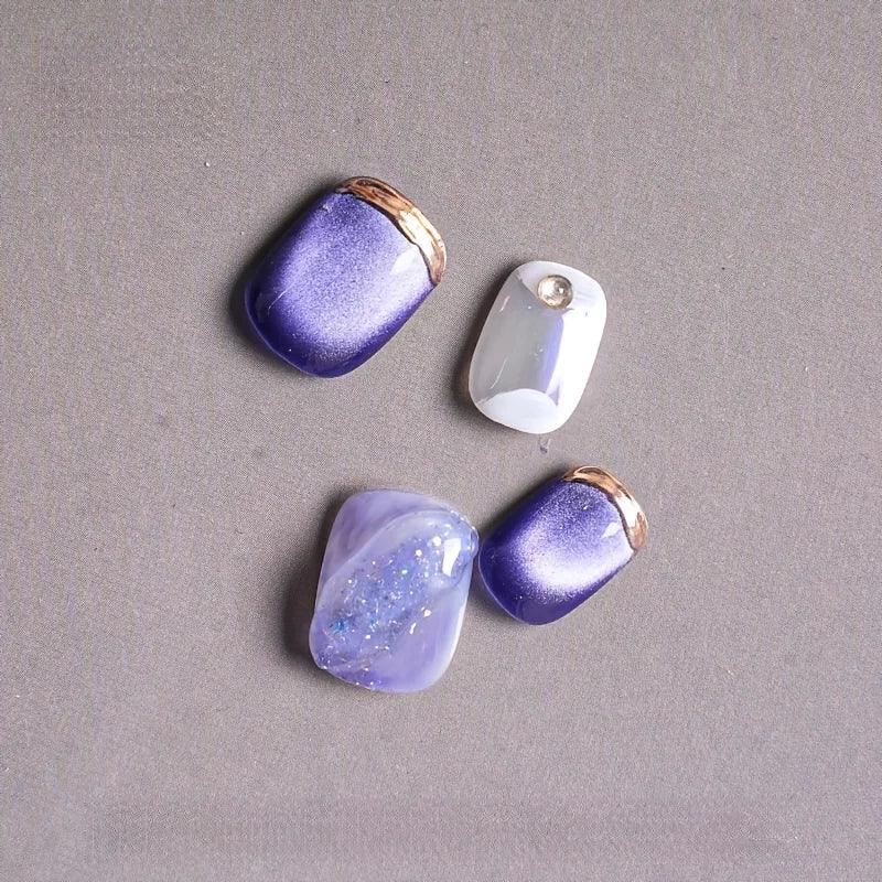10pcs/set Handmade Dreamy Blue Press-On Nails