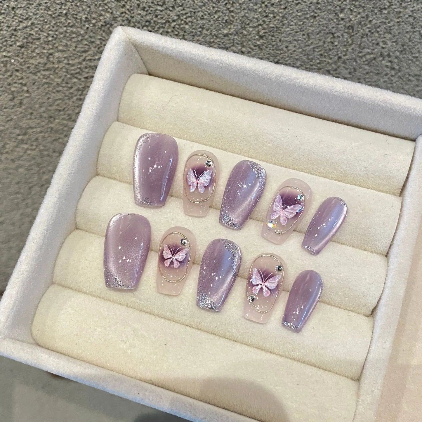 10pcs/set Handmade Dreamy Blue Press-On Nails