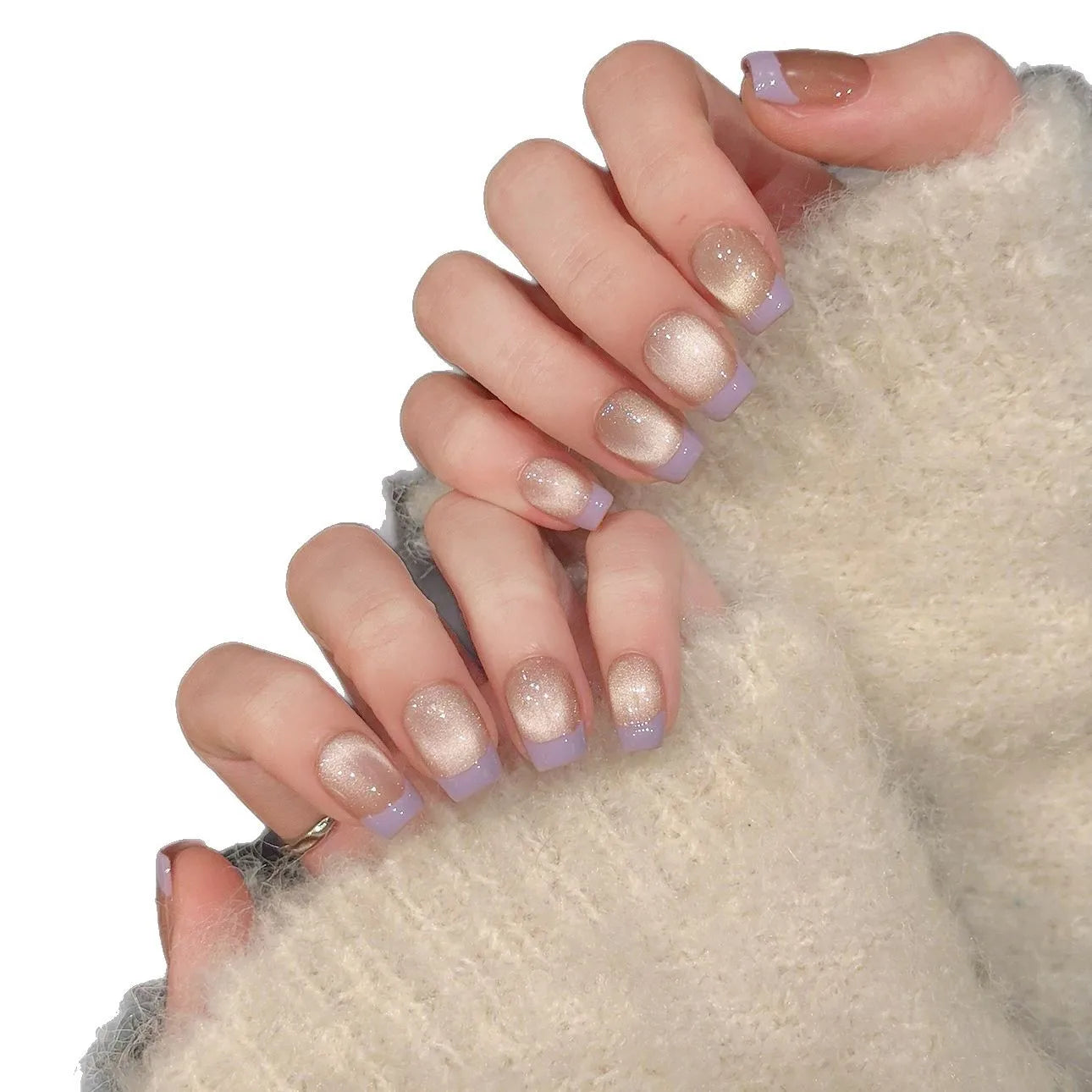 10pcs/set Handmade Dreamy Blue Press-On Nails