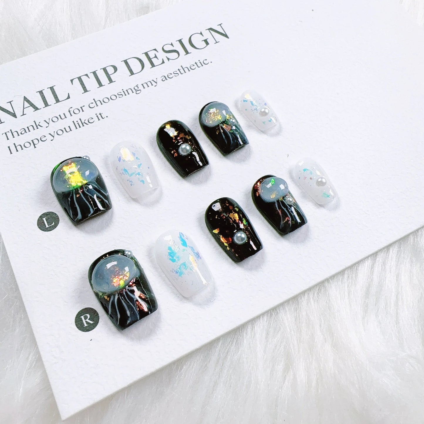 10pcs/set Handmade Dreamy Blue Press-On Nails