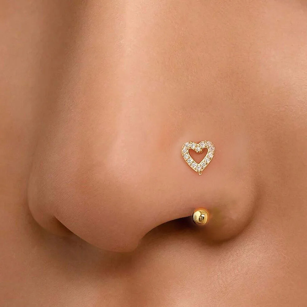 1Pc Simple Flower-Shaped Nose Ring,14K Gold Plated Stainless Steel