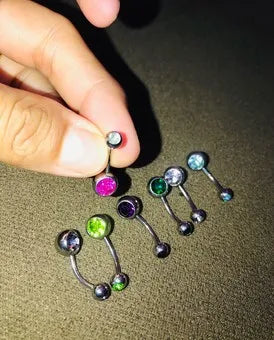 10Pcs/Lot Belly Button Rings Crystal Surgical Steel