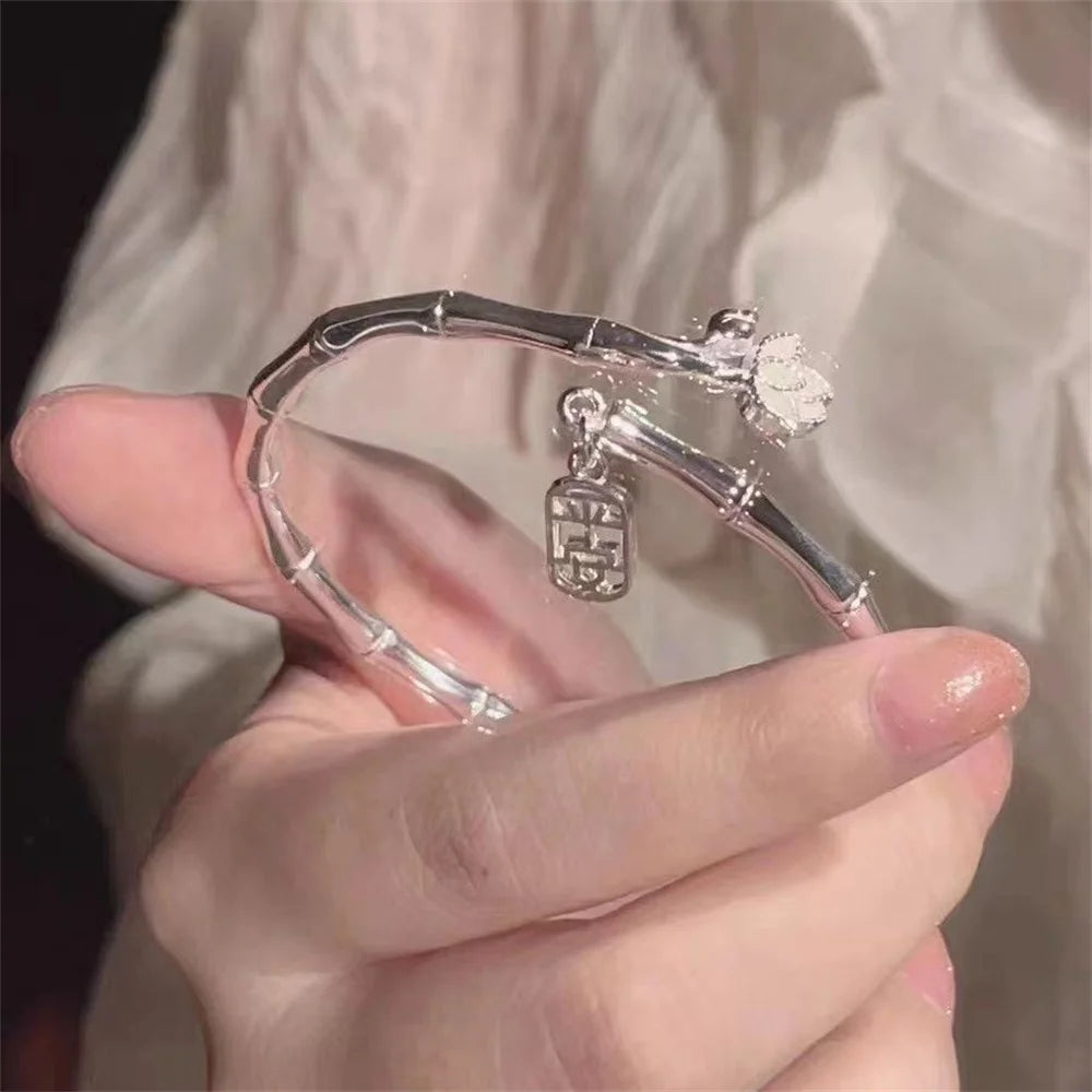 Silver Color Bamboo Bracelet For Women