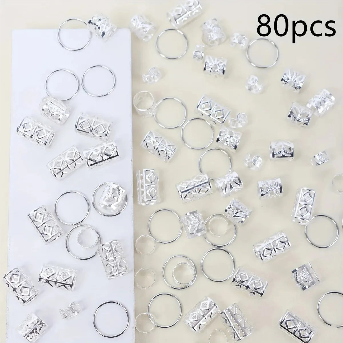 80pcs Dreadlock Hair Beads - Stylish Alloy Hair Accessories