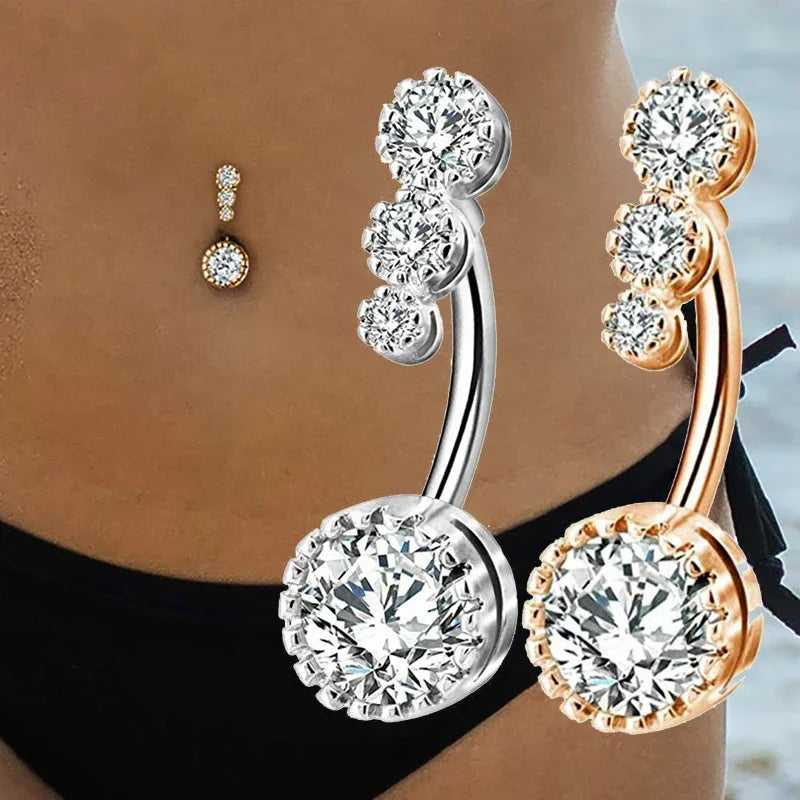 Zircon Crystal Belly Button Rings for Women