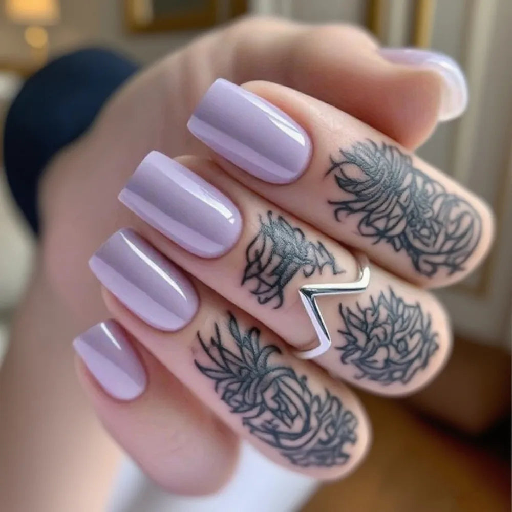 24 Pcs Navy Blue Acrylic Press On Nails