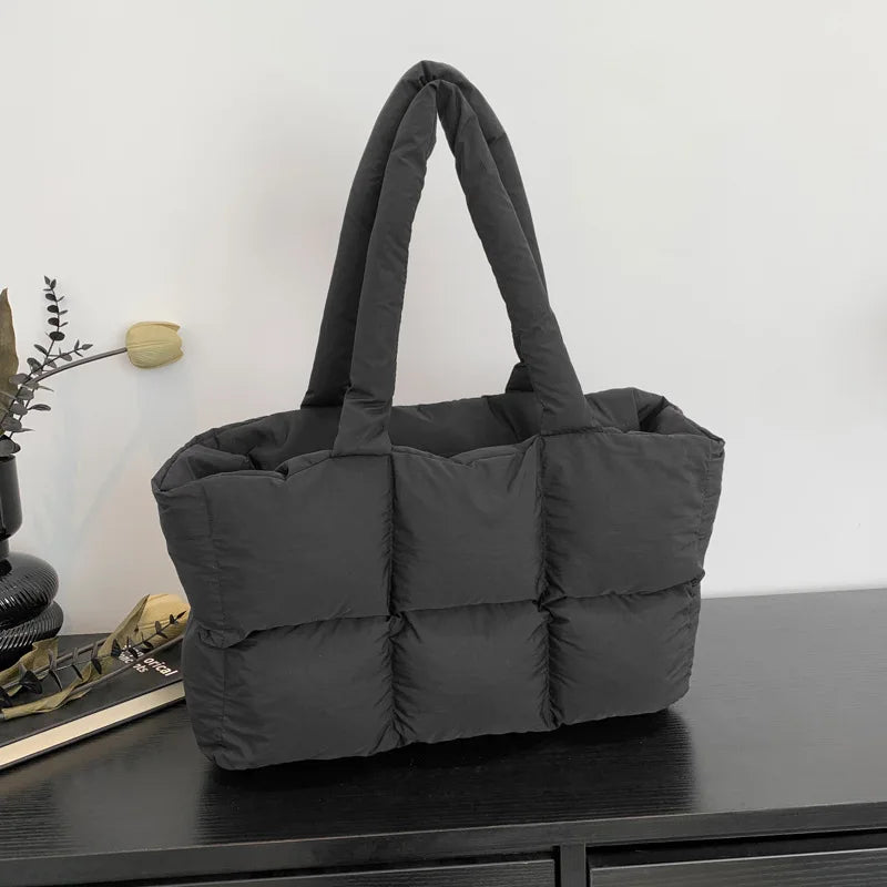 Women Tote Handbags Quilted Plaid Bag