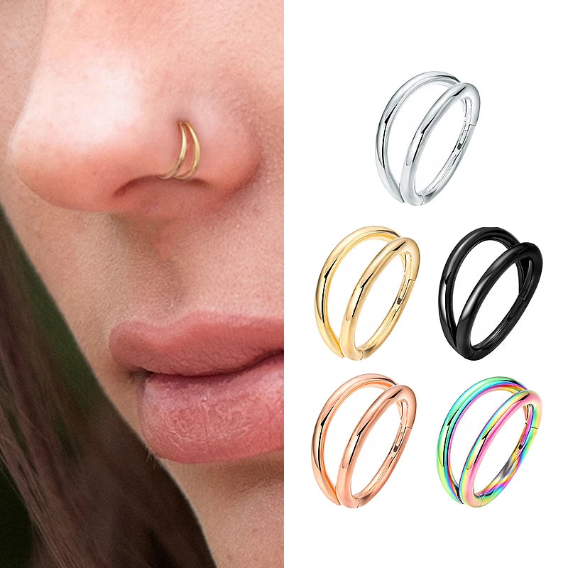 Nose Rings Hoops Double Septum Rings