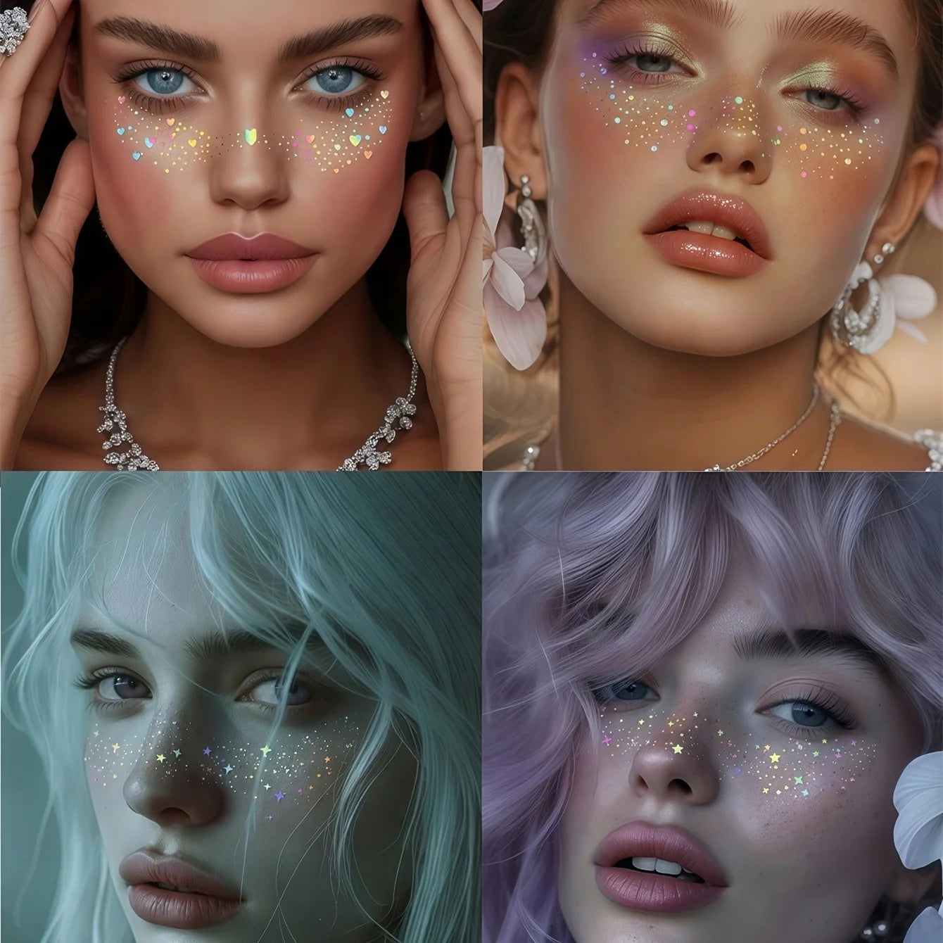 Holographic Glitter Freckle Face Stickers – 6 Sheets