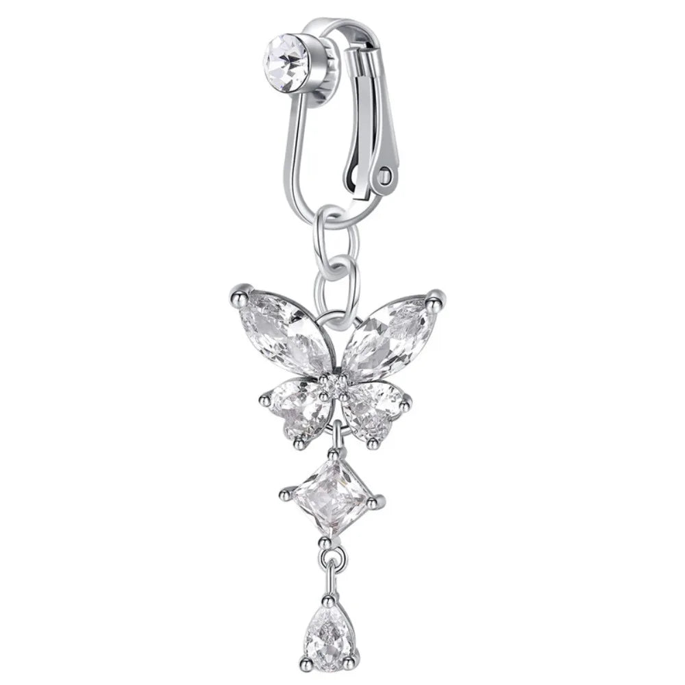 Clip on Belly Button Ring Butterfly