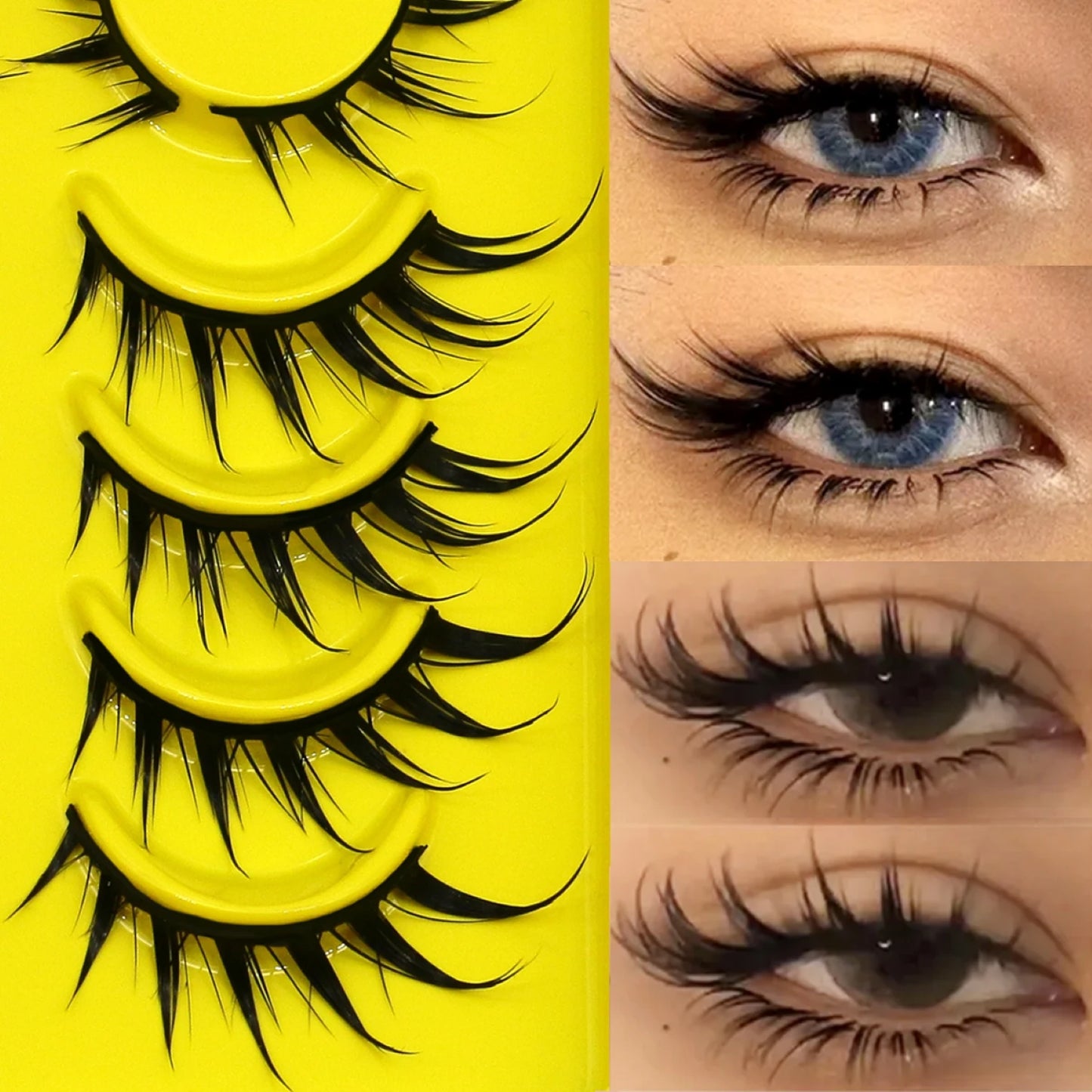 Lasvirey Cat Eye Lashes Manga Lashes Styles 3D Faux Mink Lashes