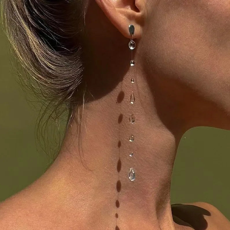 Water Drop Necklace Transparent Raindrop Earrings