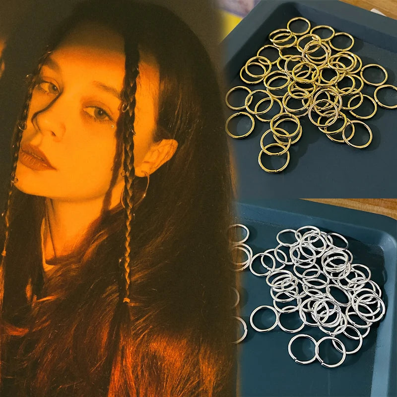 10-50Pcs 10-16mm Hair Rings Metal African Braid Dreadlocks Bead Hair
