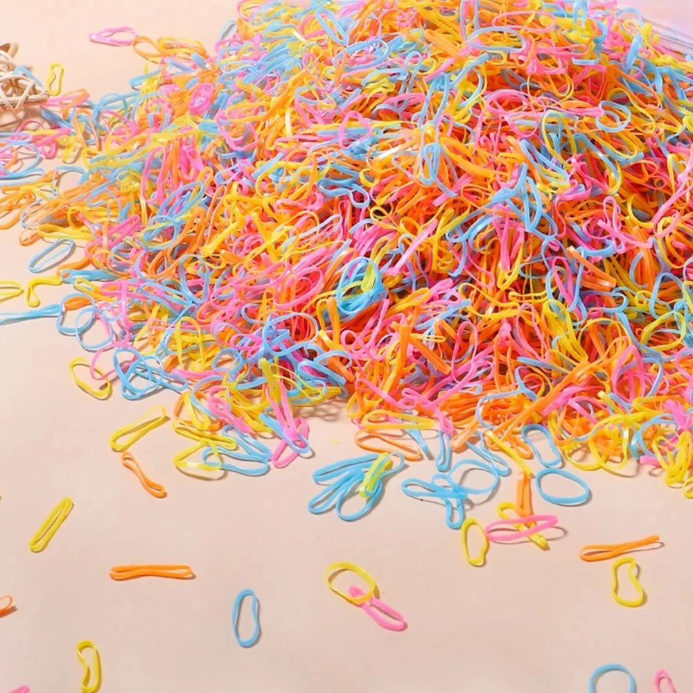 500/1000/2000pcs Girls Colourful Rubber Hair Bands