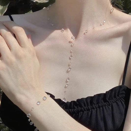 Water Drop Necklace Transparent Raindrop Earrings