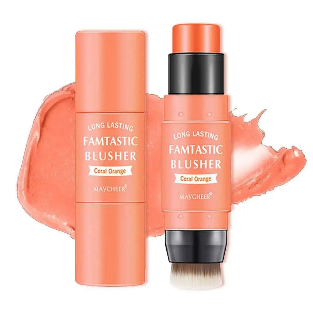 Blush Stick With Brush Double Head Blush Sticks Cream Blush Makeup For All Skin Tones 2 In 1 Double-head Blush And Lipstick