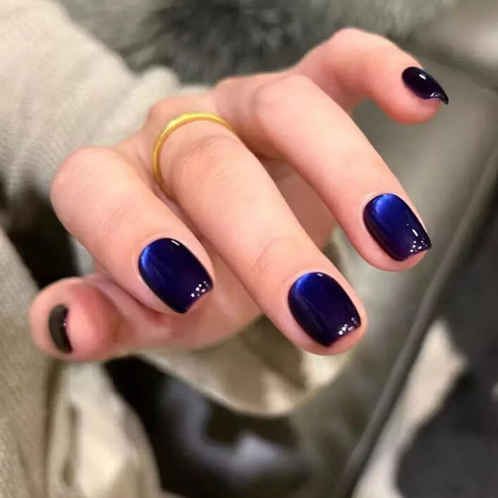 30Pcs Blue Cat eye Wearable Press on Nails