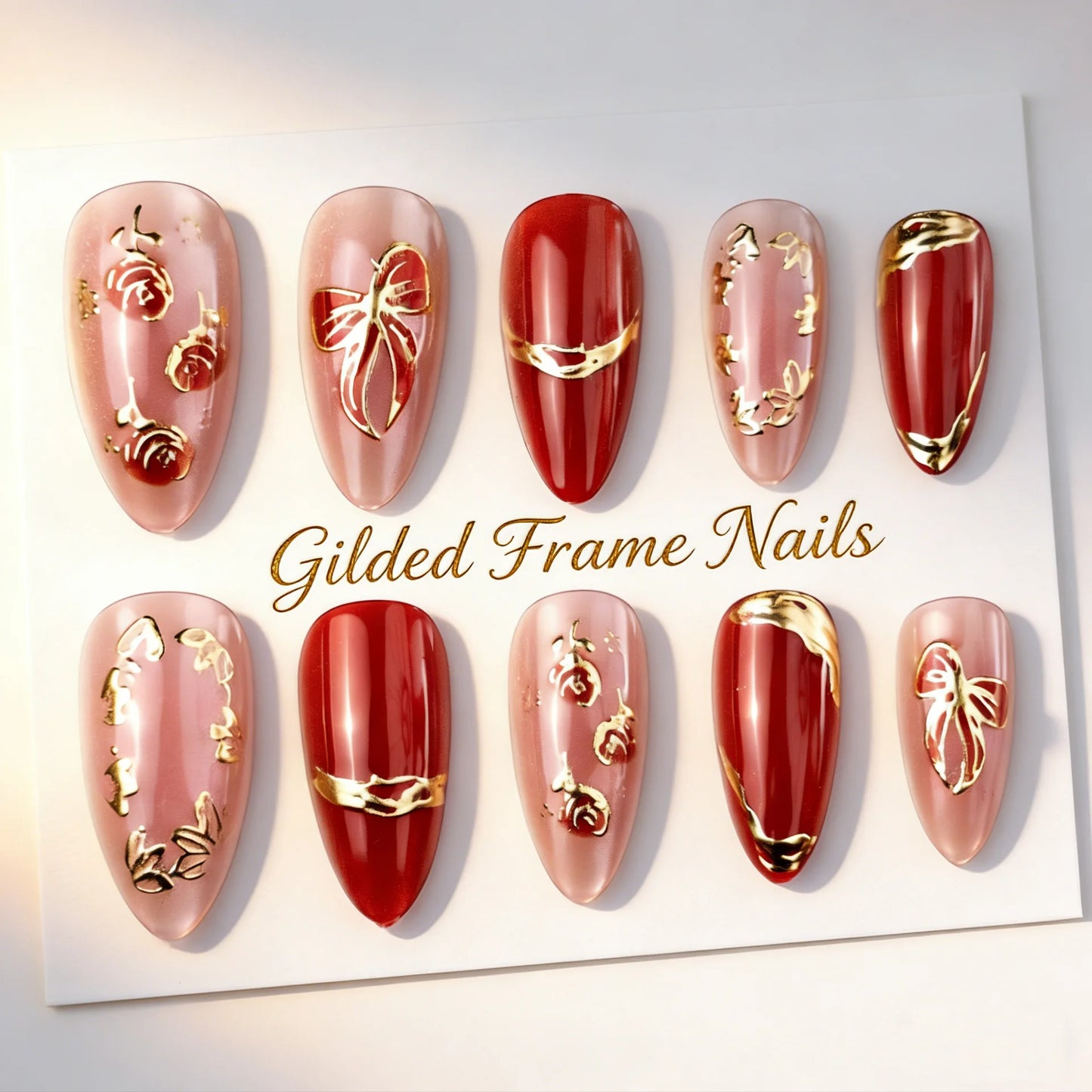 Gentle Nude Pink Press on Nails with 3D Flower