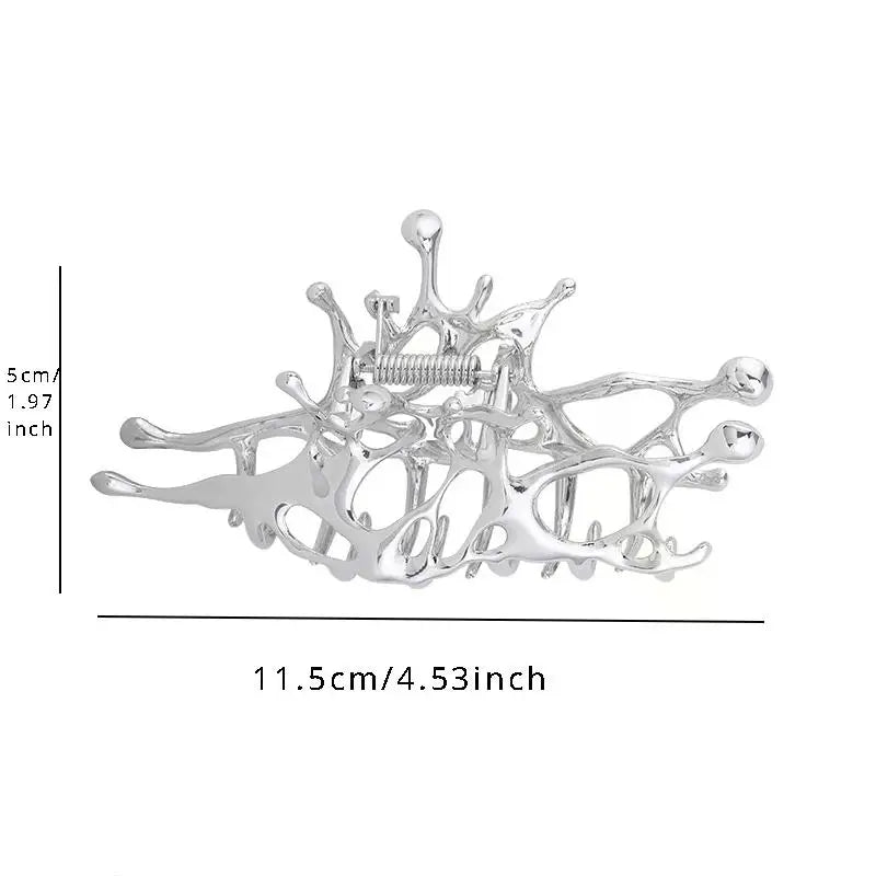 1/2PCS Geometric Claw Clips Women Large Metal Silver Color Korean Fashion Shark Hair Clips Grab Clamps Girls Hair Accessories