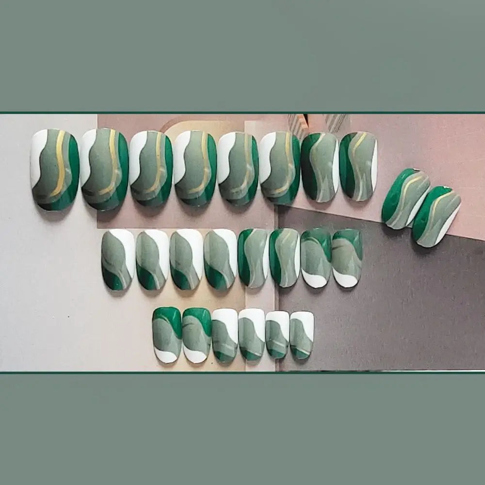 24pcs Press On Nails Full Cover DIY False Nails Fake Nails Short French Oval