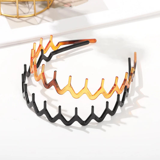 Curved Wavy Headband Black Toothed Non-slip Hair Hoops Hair Band Women