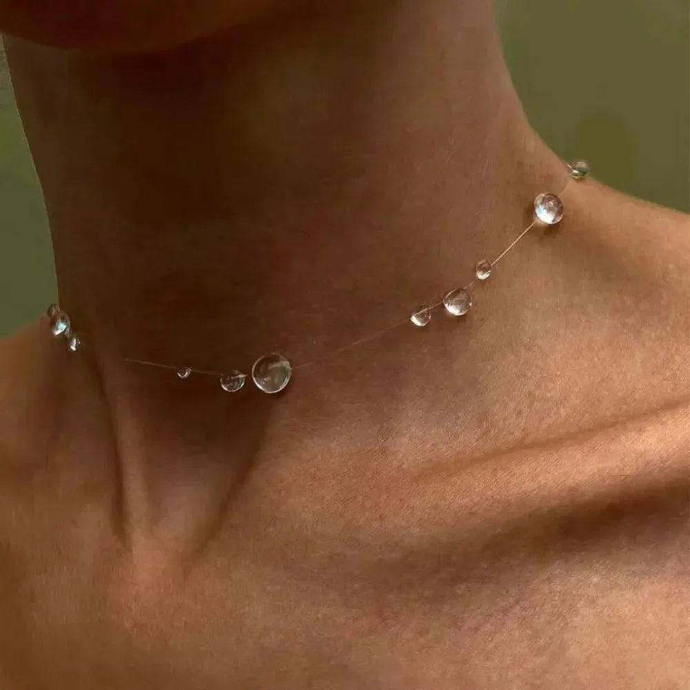 Water Drop Necklace Transparent Raindrop Earrings