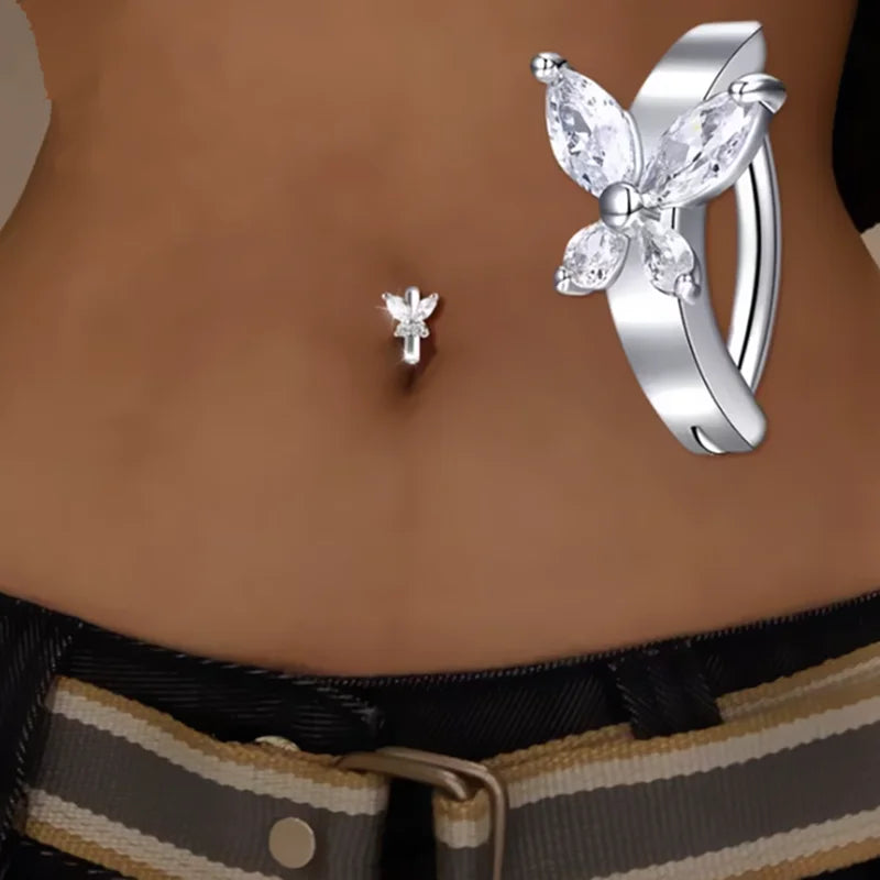1PCS Heart Crystal Belly Button Rings