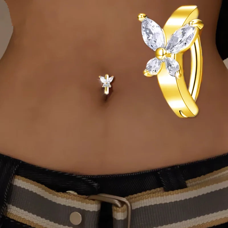 1PCS Heart Crystal Belly Button Rings