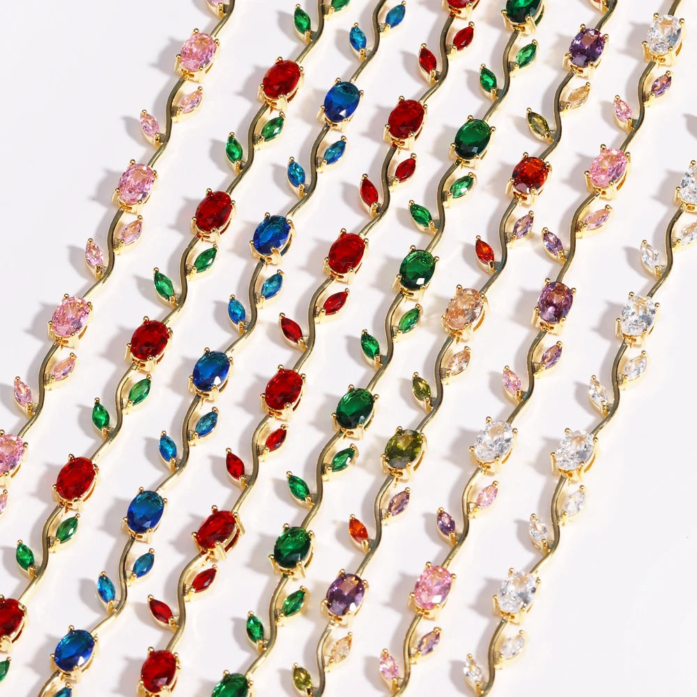 Luxury 16 Colors Sparkling Leaf Cubic Zirconia