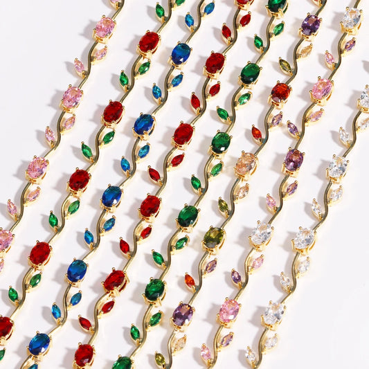 Luxury 16 Colors Sparkling Leaf Cubic Zirconia
