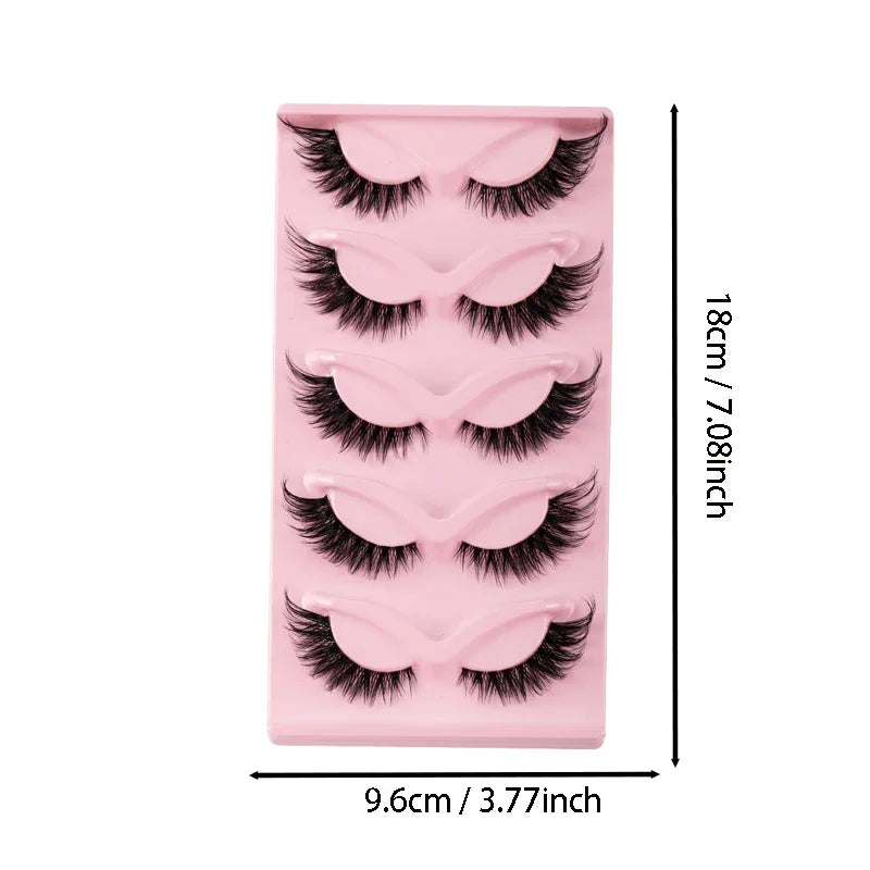 5 Pairs Cat Eye Lashes Faux Mink Eyelashes Natural