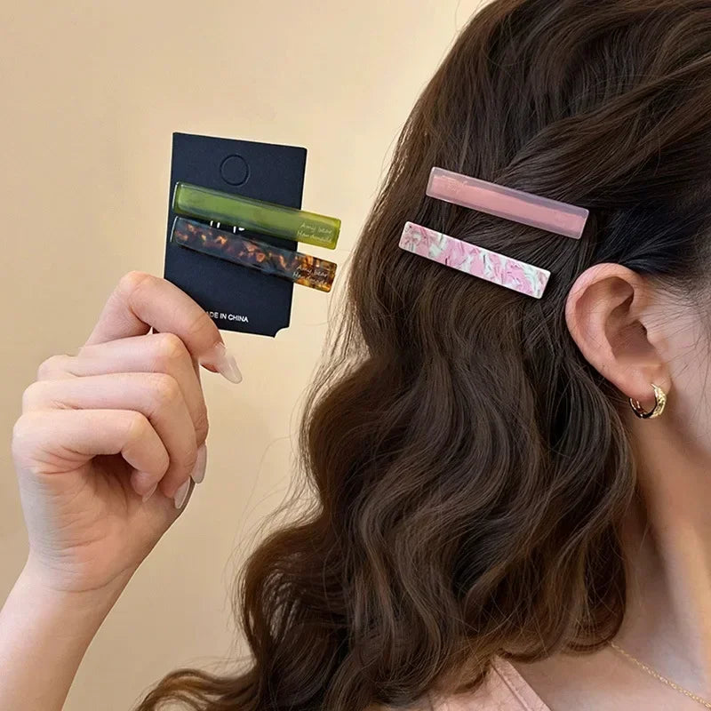 2pcs/set Acetate Hair Clips Font Geometric Hairpins