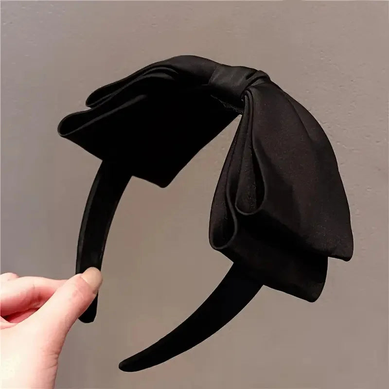 Elegant black bow headband, cute fabric headband