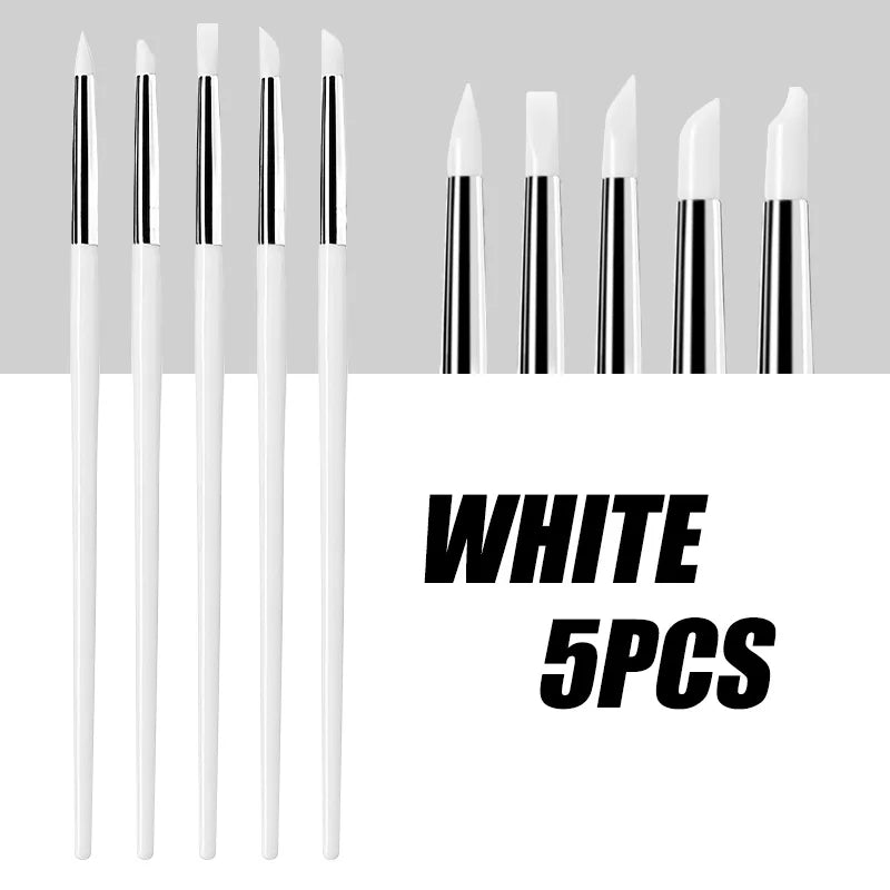 5Pcs/set Silicone Nail Brush UV Gel Polish Tip
