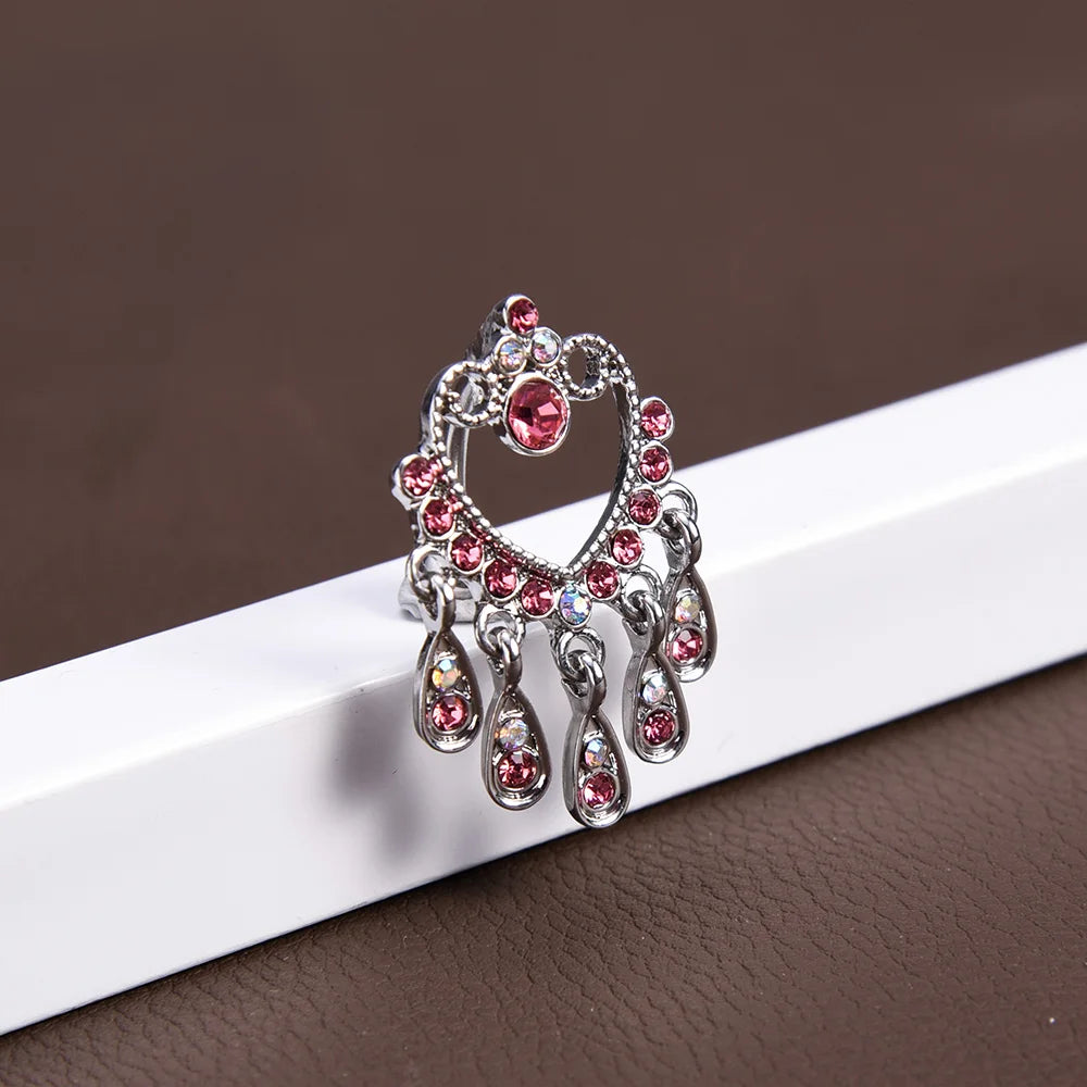Steel Belly Button Rings Pink Crystal Piercing